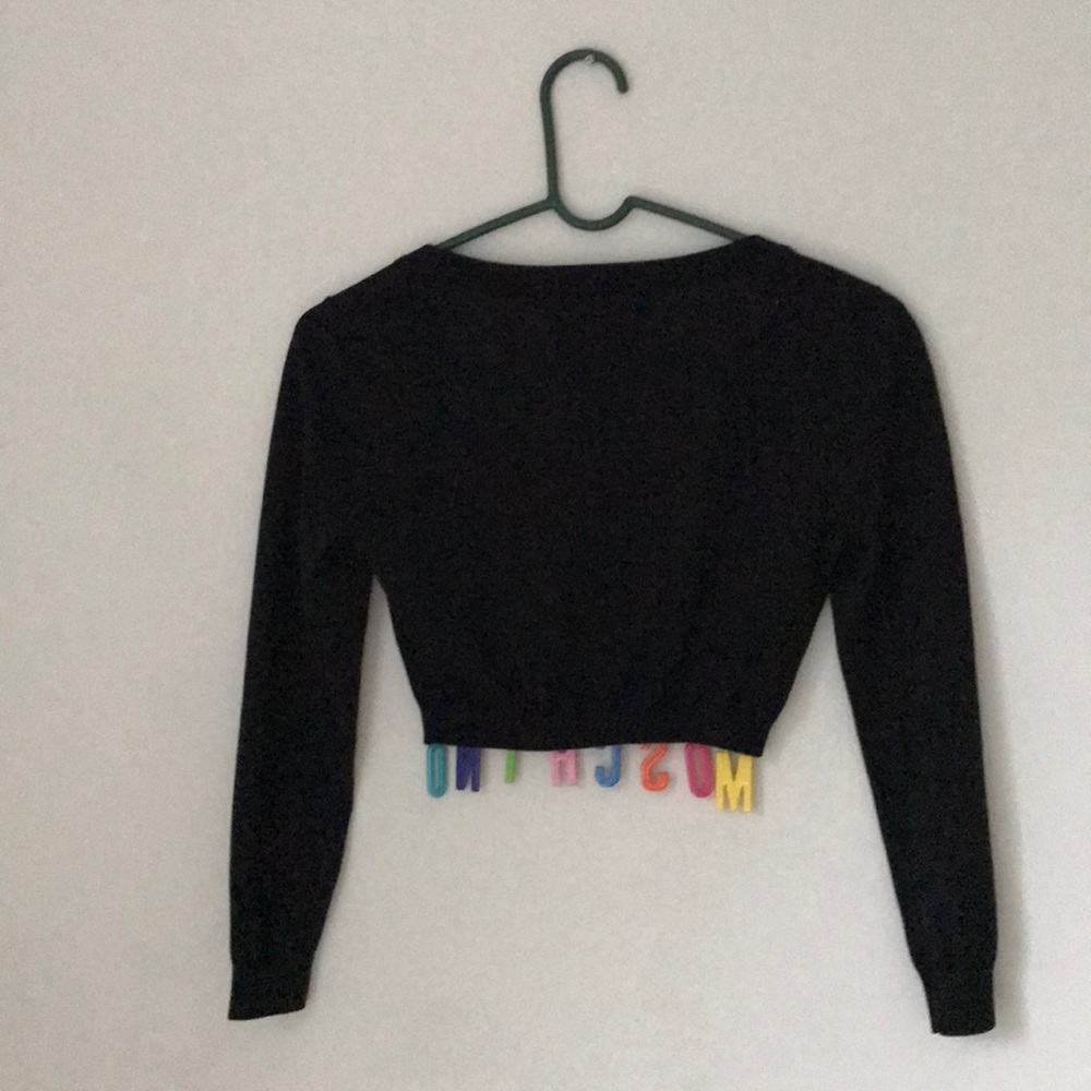 🎉HP🎉Moschino logo black knit crop top - Picture 4 of 10